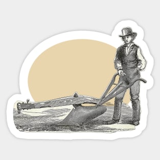 Farmer with plow Sticker